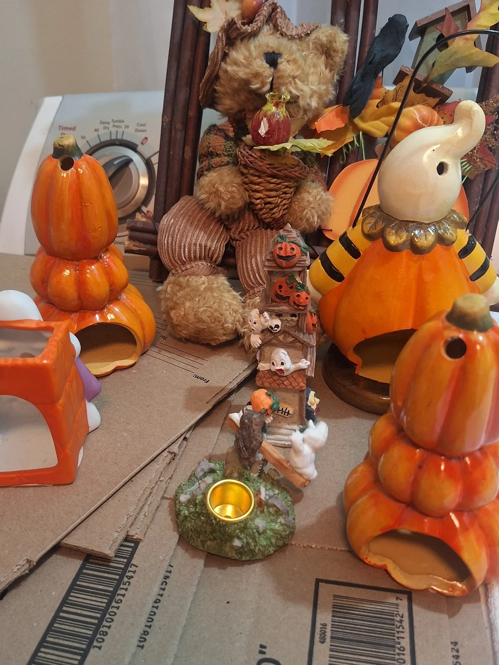 Welcome Fall Pumpkin Bear Tabletop Decor - Orange